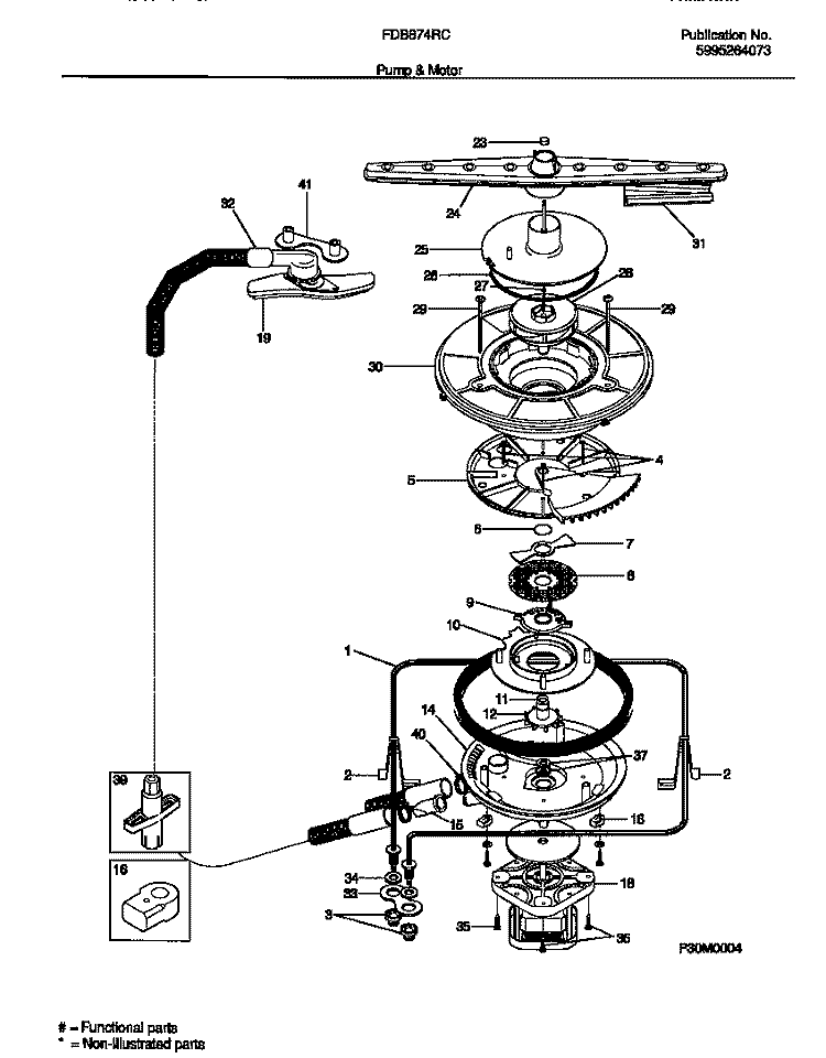 PUMP AND MOTOR Diagram and Parts List for FDB874RCB0  Frigidaire Dishwasher