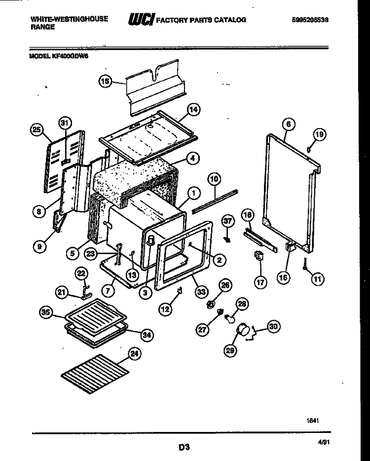 BODY PARTS Diagram and Parts List for KF400GDD6  Frigidaire Range