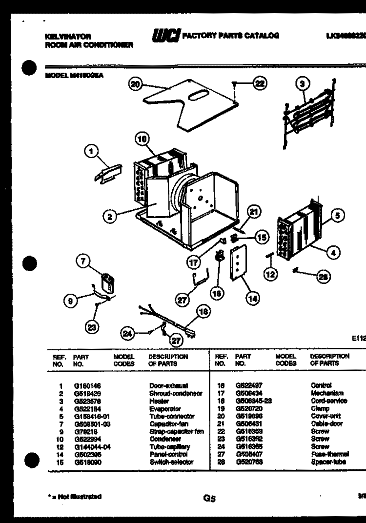 UNIT PARTS Diagram and Parts List for M418D2EA  Kelvinator Air Conditioner
