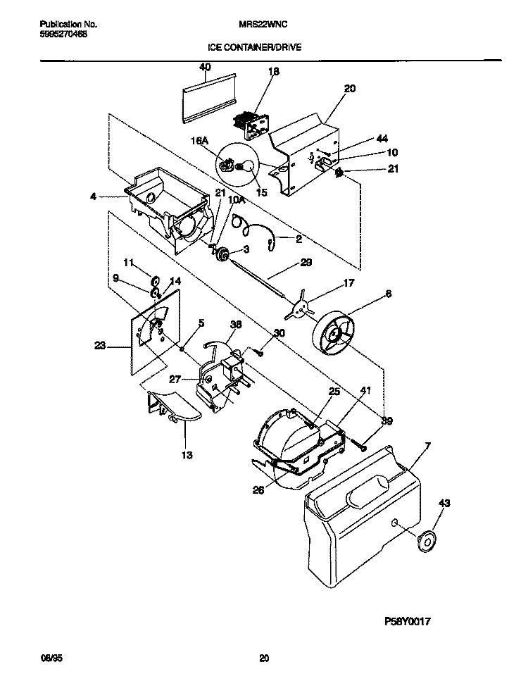 ICE CONTAINER / DRIVE Diagram and Parts List for MRS22WNCD1  Frigidaire Refrigerator