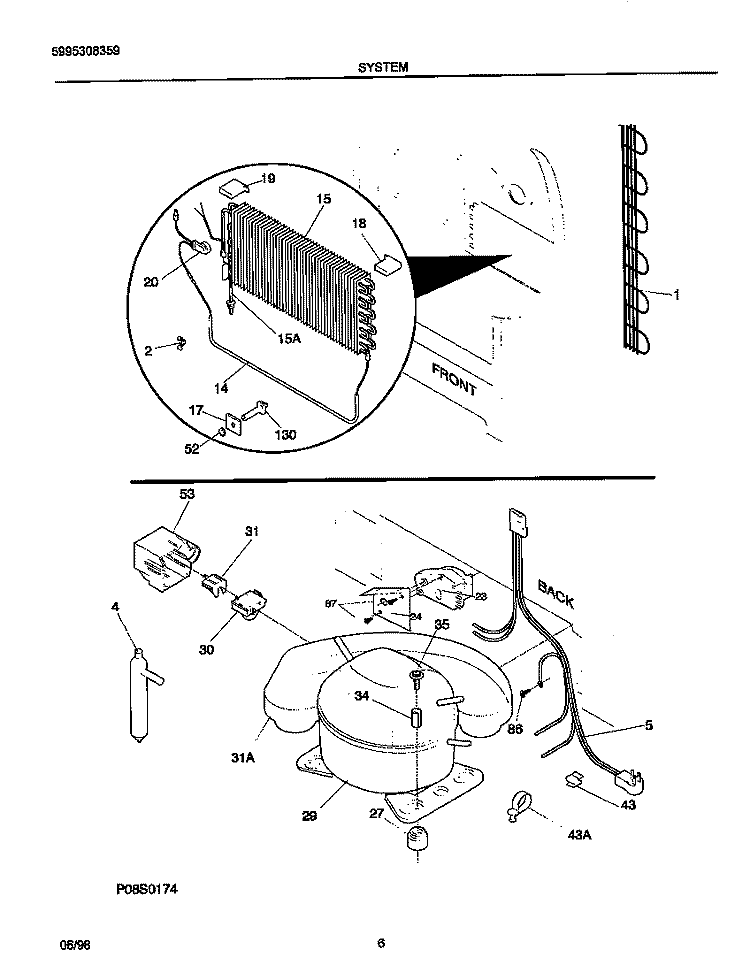SYSTEM Diagram and Parts List for FFU14F9GW1  Frigidaire Freezer