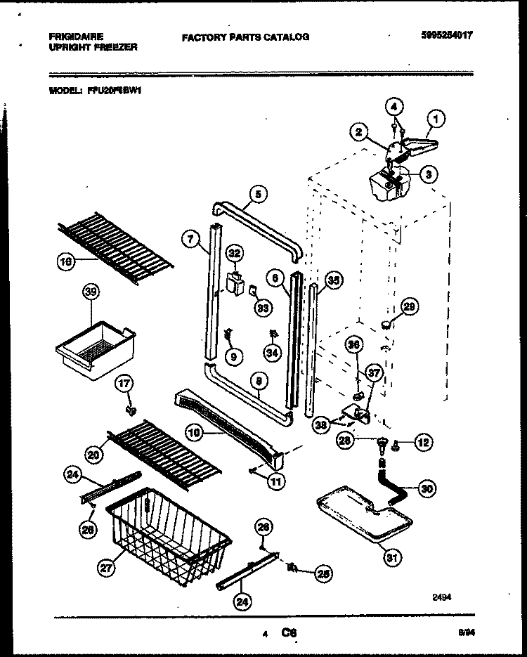 CABINET PARTS Diagram and Parts List for FFU20F6BW1  Frigidaire Freezer