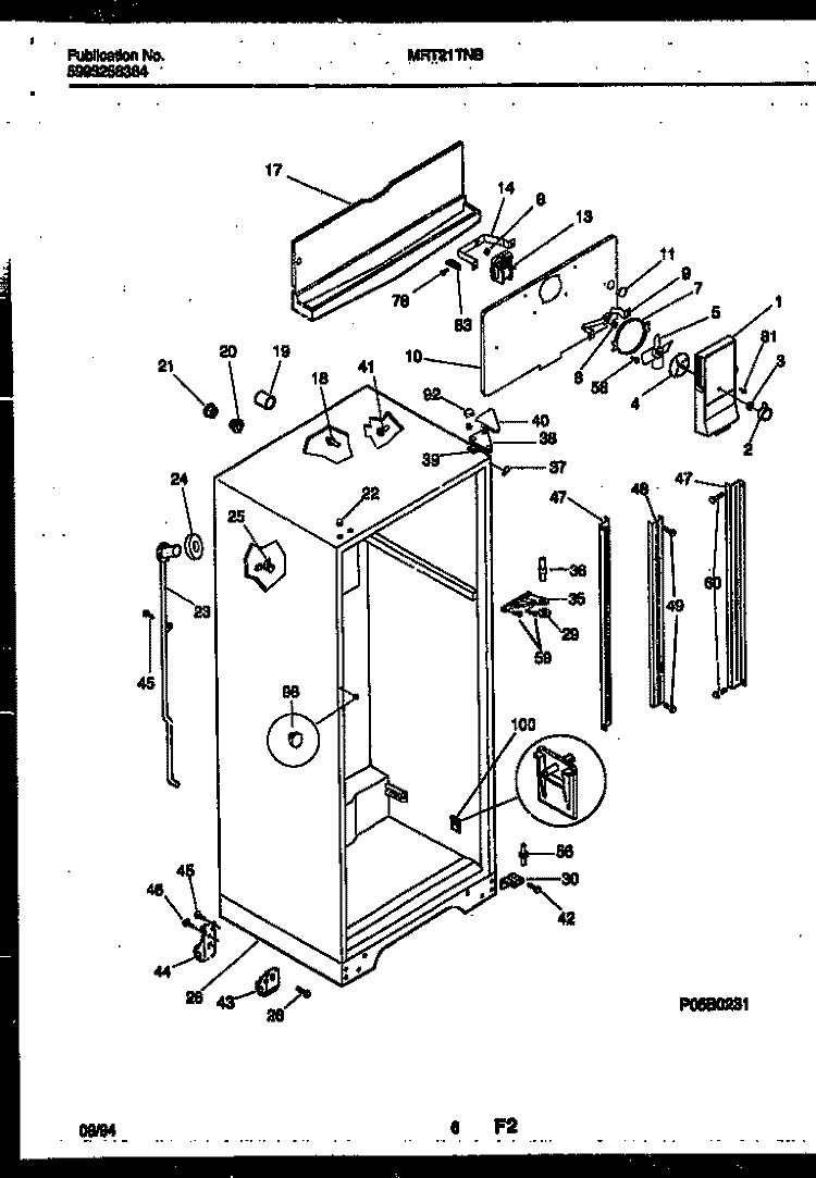 CABINET PARTS Diagram and Parts List for MRT21TNBZ1  Uni Refrigerator