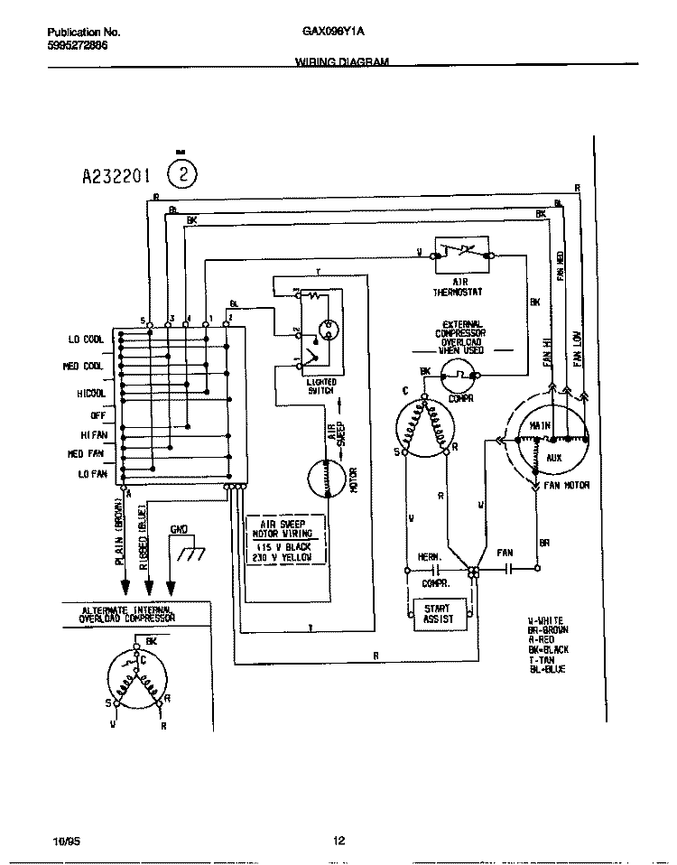 WIRING DIAGRAM Diagram and Parts List for GAX098Y1A1  Gibson Air Conditioner