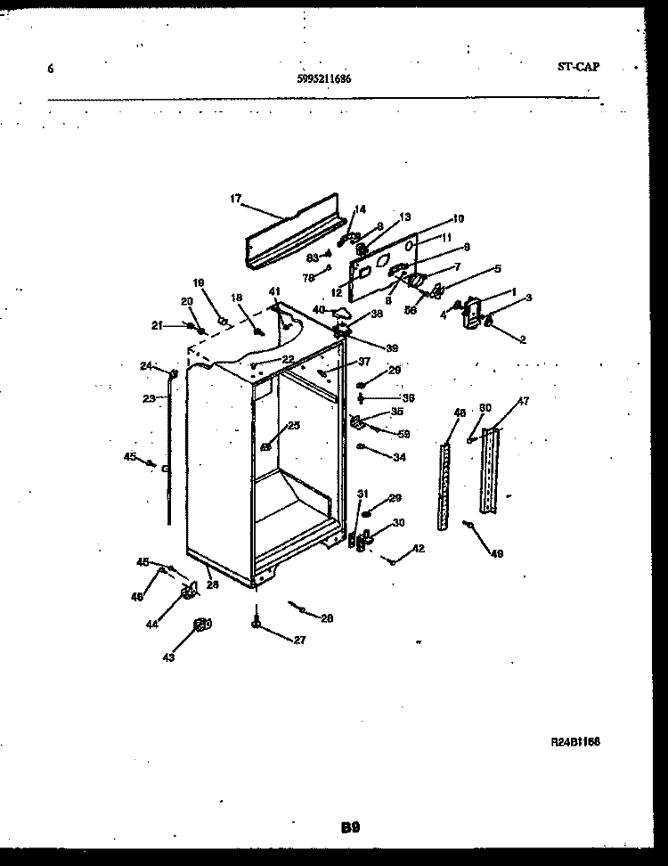 CABINET PARTS Diagram and Parts List for RT199PCD0  Frigidaire Refrigerator