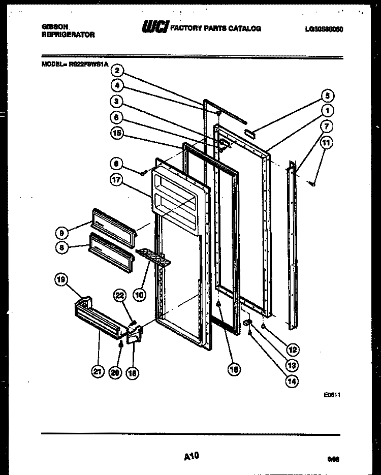 REFRIGERATOR DOOR PARTS Diagram and Parts List for RS22F8WS1A  Gibson Refrigerator