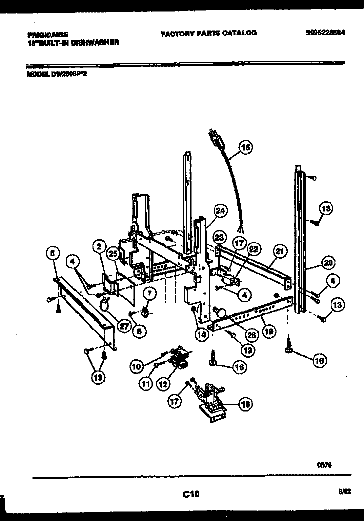 POWER DRY AND MOTOR PARTS Diagram and Parts List for DW2508PW2  Frigidaire Dishwasher
