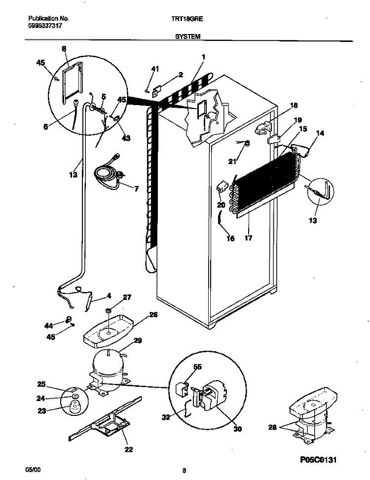 SYSTEM Diagram and Parts List for TRT18GRED7  Tappan Refrigerator