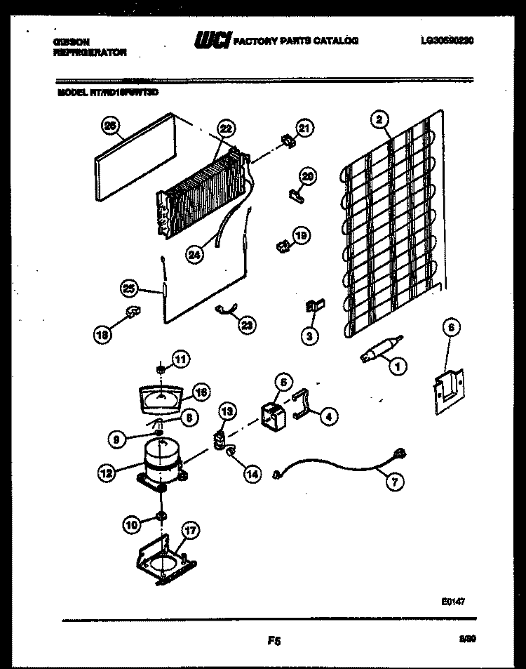 SYSTEM AND AUTOMATIC DEFROST PARTS Diagram and Parts List for RD19F9WT3D  Gibson Refrigerator