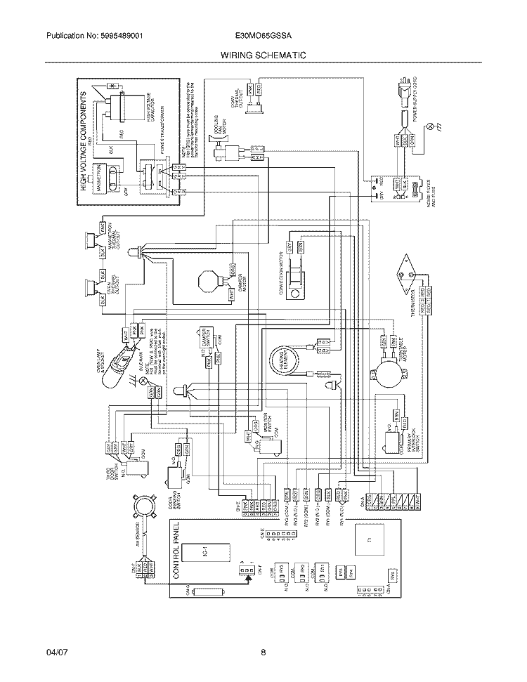 WIRING DIAGRAM Diagram and Parts List for E30MO65GSSA  Electrolux Microwave