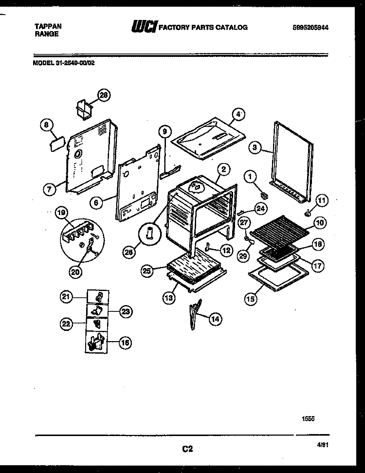 BODY PARTS Diagram and Parts List for 31-2549-23-02  Tappan Range