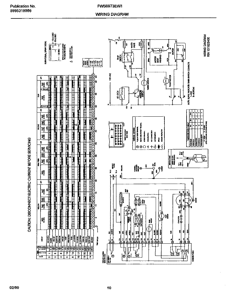 WIRING DIAGRAM Diagram and Parts List for FWS6973EW1  Frigidaire Washer