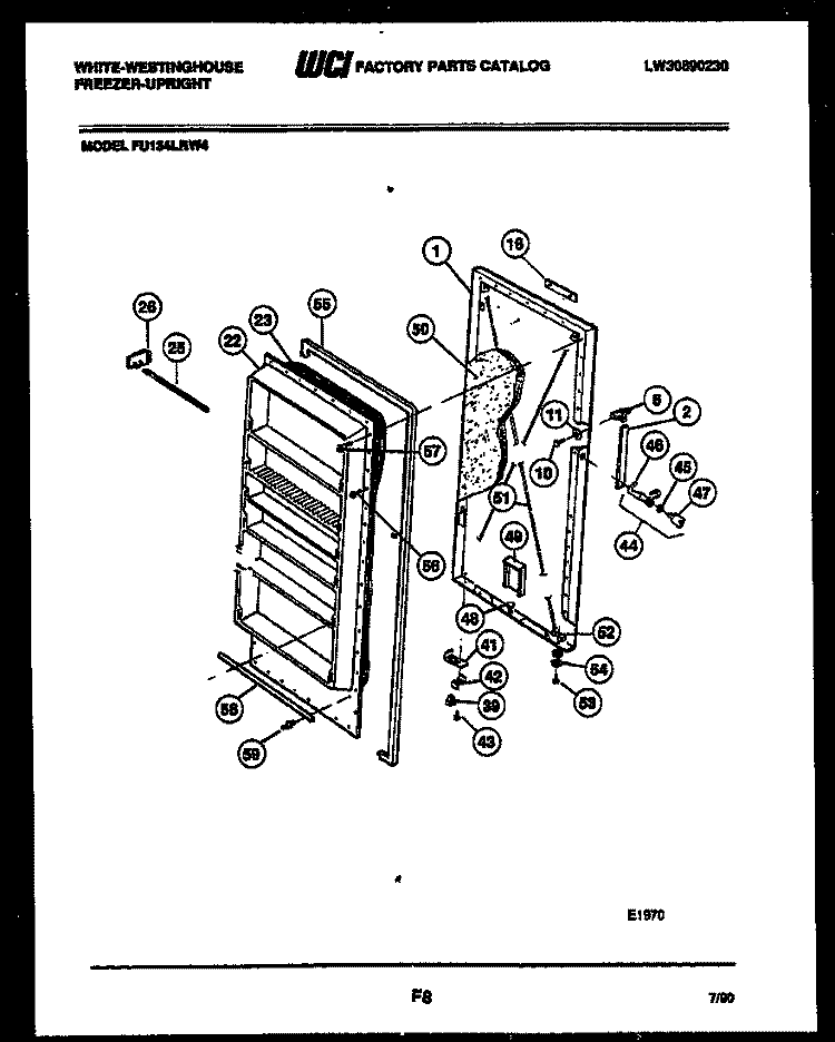 DOOR PARTS Diagram and Parts List for FU134LRW4  Frigidaire Freezer