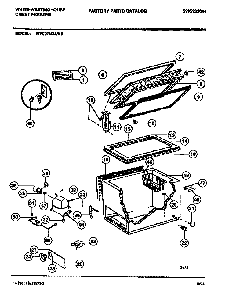 CHEST FREEZER PARTS Diagram and Parts List for WFC07M2AW0  Frigidaire Freezer