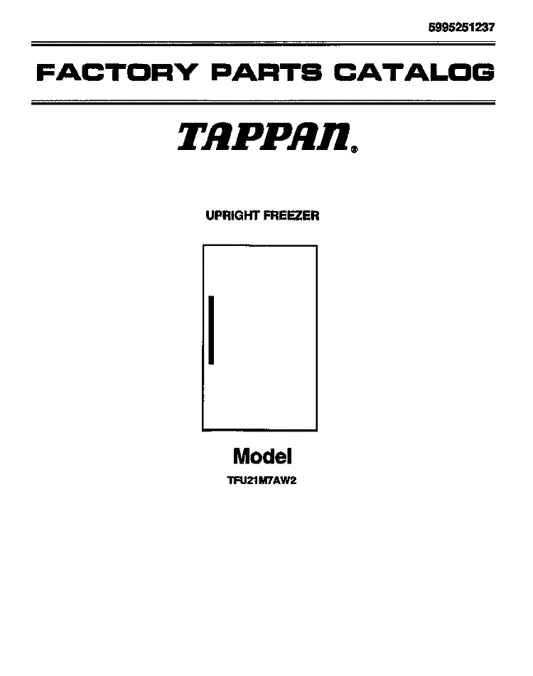 COVER Diagram and Parts List for TFU21M7AW3  Tappan Freezer