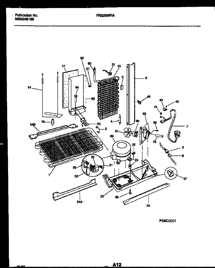 SYSTEM AND AUTOMATIC DEFROST PARTS Diagram and Parts List for FRS26WRAW0  Frigidaire Refrigerator