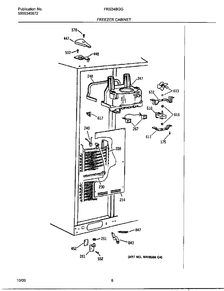 FREEZER CABINET Diagram and Parts List for FRS24BGGW9  Frigidaire Refrigerator