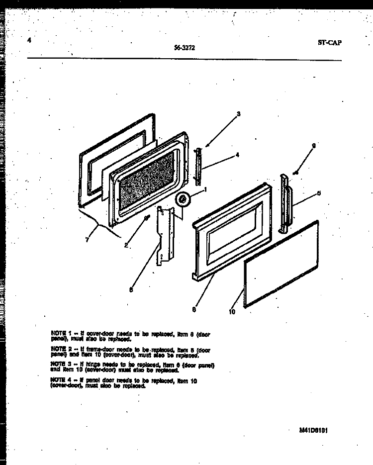 DOOR PARTS Diagram and Parts List for 56-3272-10-01  Tappan Microwave