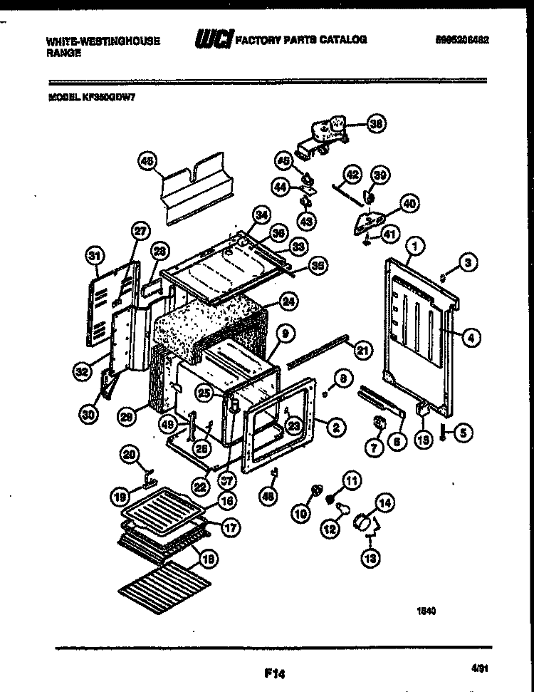 BODY PARTS Diagram and Parts List for KF350GDD7  Frigidaire Range