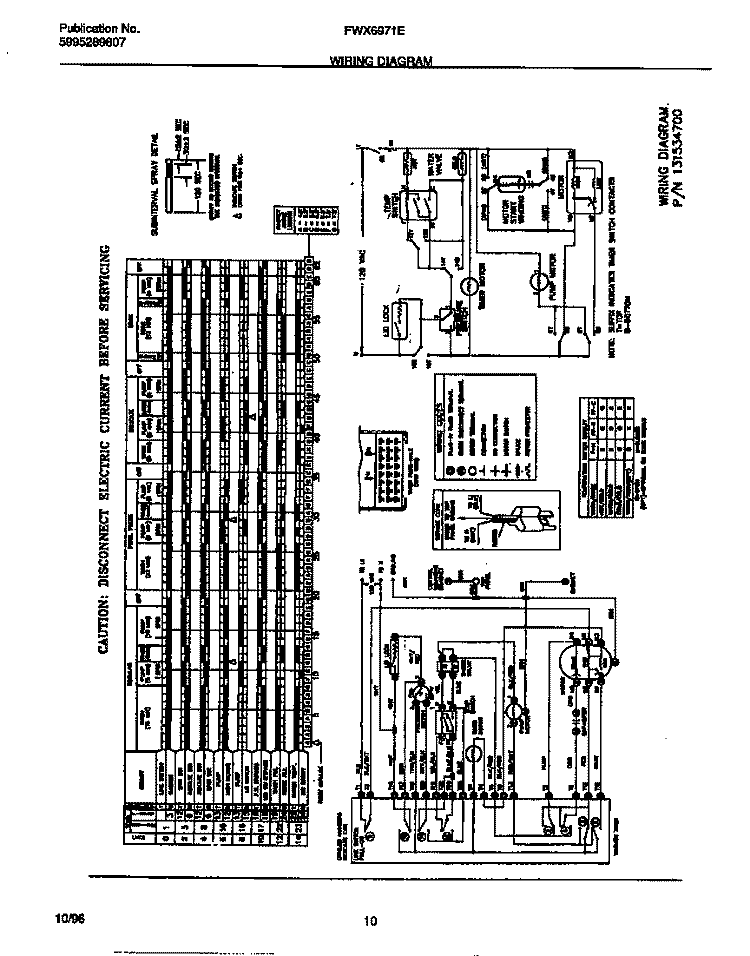 WIRING DIAGRAM Diagram and Parts List for FWX6971EW0  Frigidaire Washer