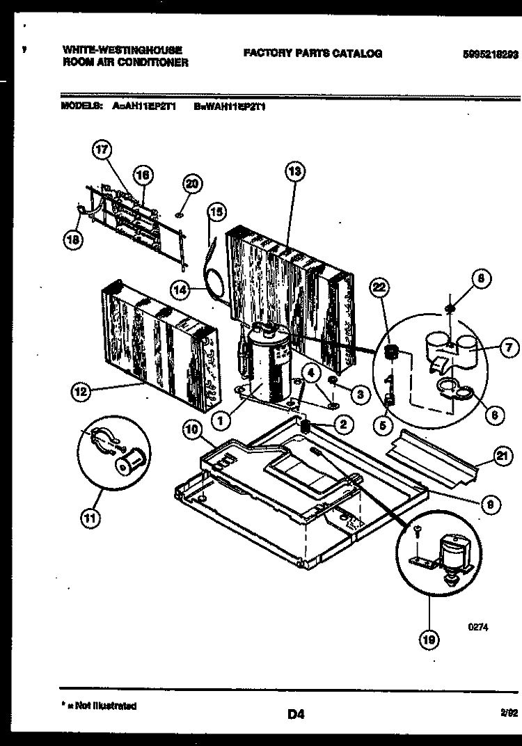 SYSTEM PARTS Diagram and Parts List for WAH11EP2T1  Frigidaire Air Conditioner