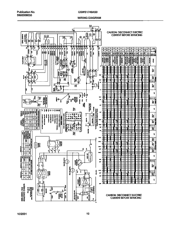 134051900 WIRING DIAGRAM Diagram and Parts List for GSWS1749AS0  Frigidaire Washer