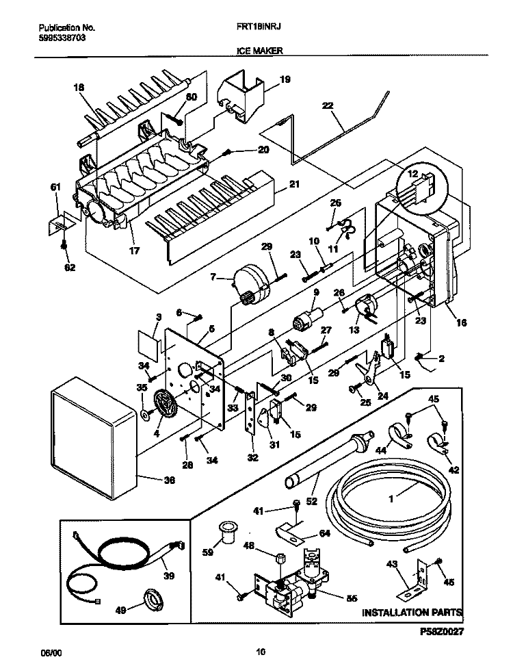 ICE MAKER Diagram and Parts List for FRT18INRJY0  Frigidaire Refrigerator