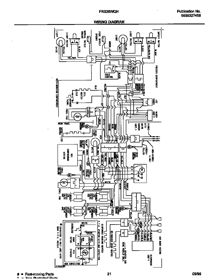 WIRING DIAGRAM Diagram and Parts List for FRS26WQHW0  Frigidaire Refrigerator