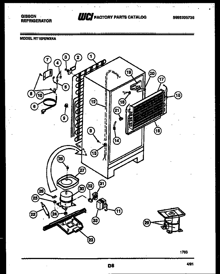 SYSTEM AND AUTOMATIC DEFROST PARTS Diagram and Parts List for RT15F5WX4A  Gibson Refrigerator