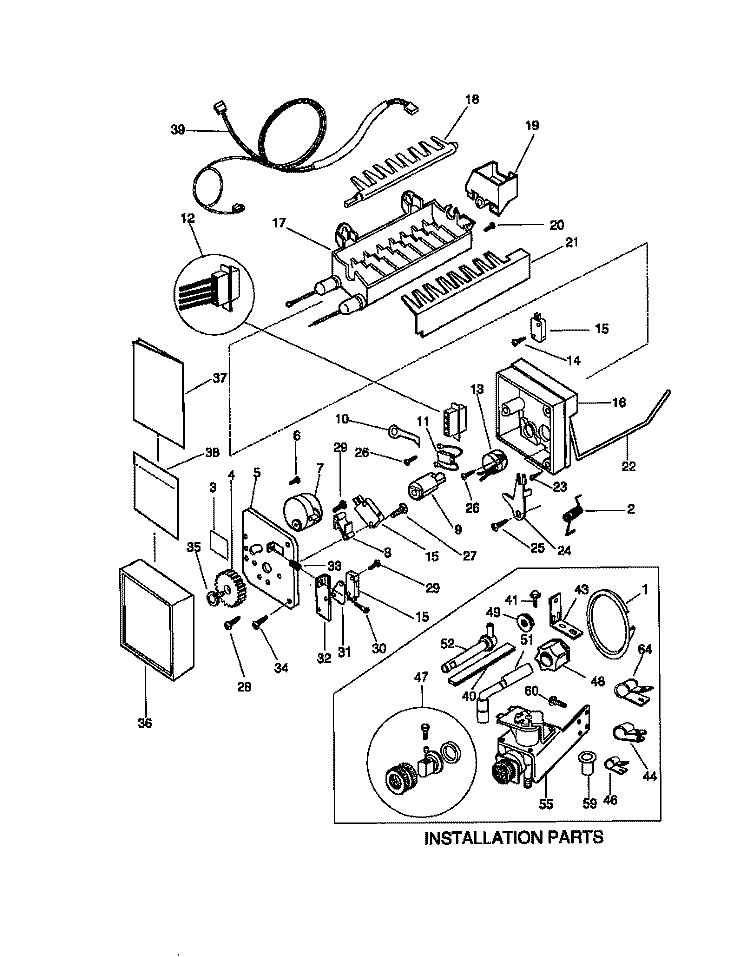 ICE MAKER Diagram and Parts List for FRT18TSCD0  Frigidaire Refrigerator