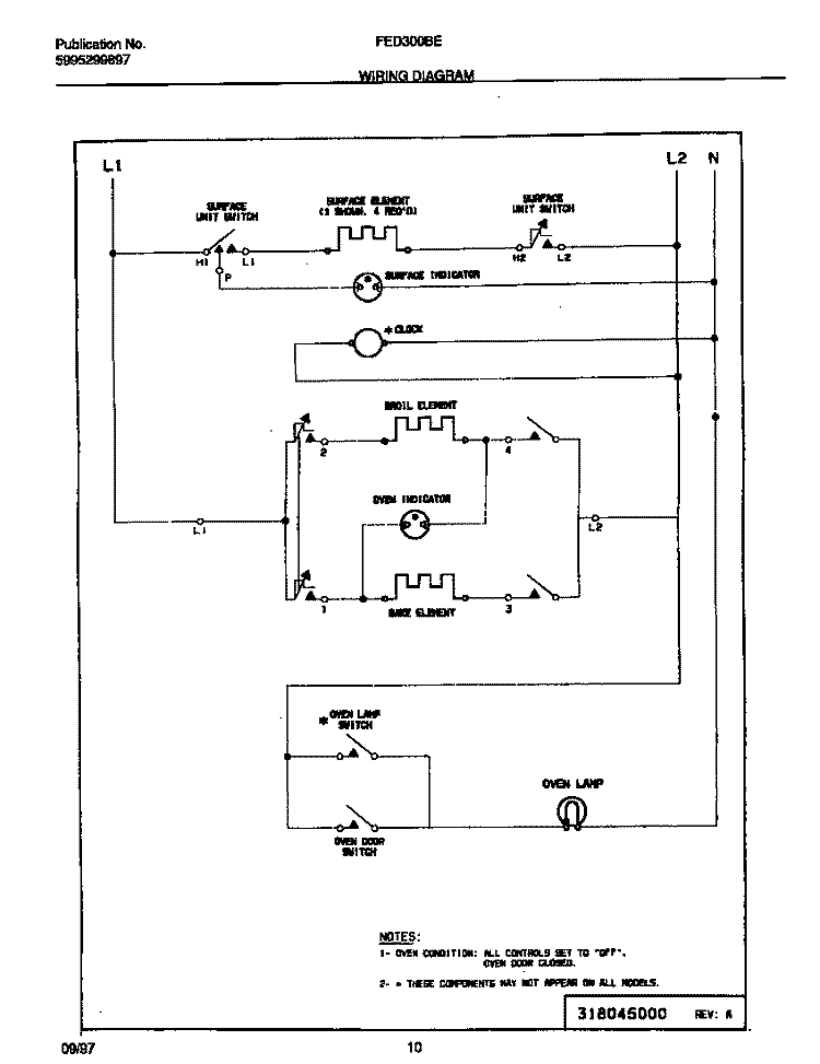 WIRING DIAGRAM Diagram and Parts List for FED300BEBC  Frigidaire Range