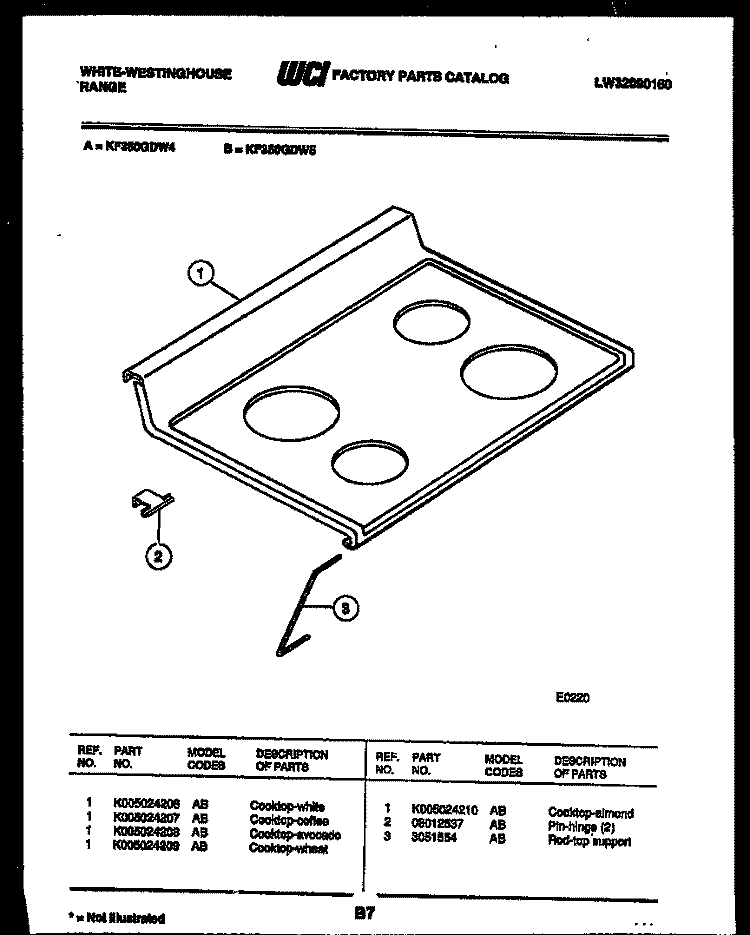 COOKTOP PARTS Diagram and Parts List for KF350GDD4  Frigidaire Range