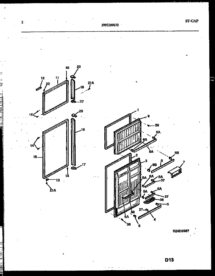 DOOR PARTS Diagram and Parts List for RT217NCH0  Frigidaire Refrigerator