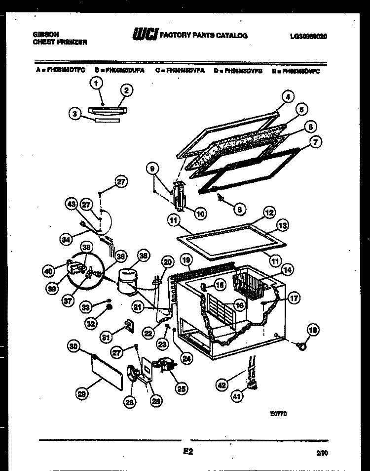 CHEST FREEZER PARTS Diagram and Parts List for FH08M5DVFB  Gibson Freezer