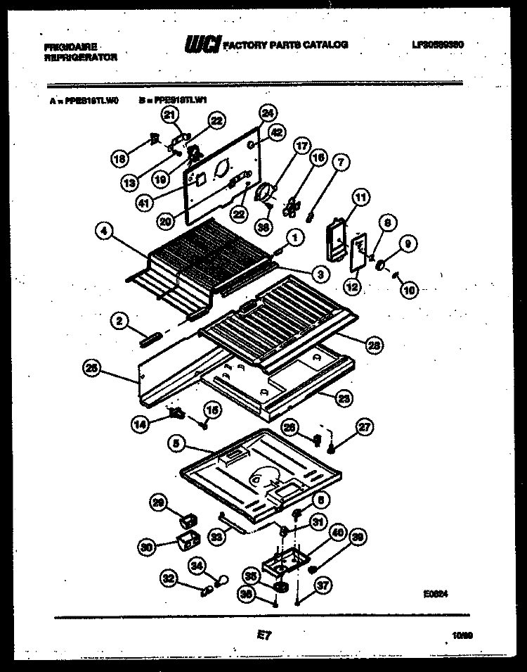 SHELVES AND SUPPORTS Diagram and Parts List for FPES18TLF1  Frigidaire Refrigerator
