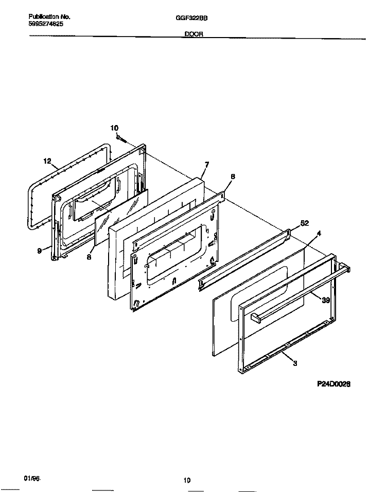 DOOR Diagram and Parts List for GGF322BBWD  Gibson Range