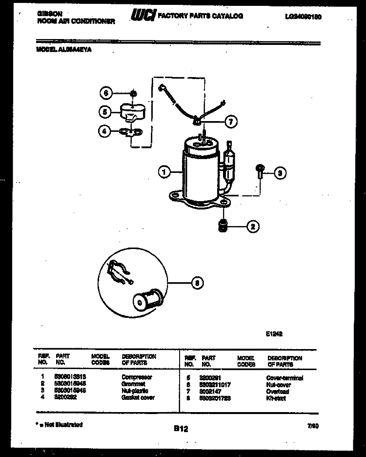 COMPRESSOR Diagram and Parts List for AL05A4EYA  Gibson Air Conditioner