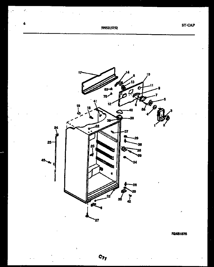 CABINET PARTS Diagram and Parts List for RT17F5DX4B  Gibson Refrigerator