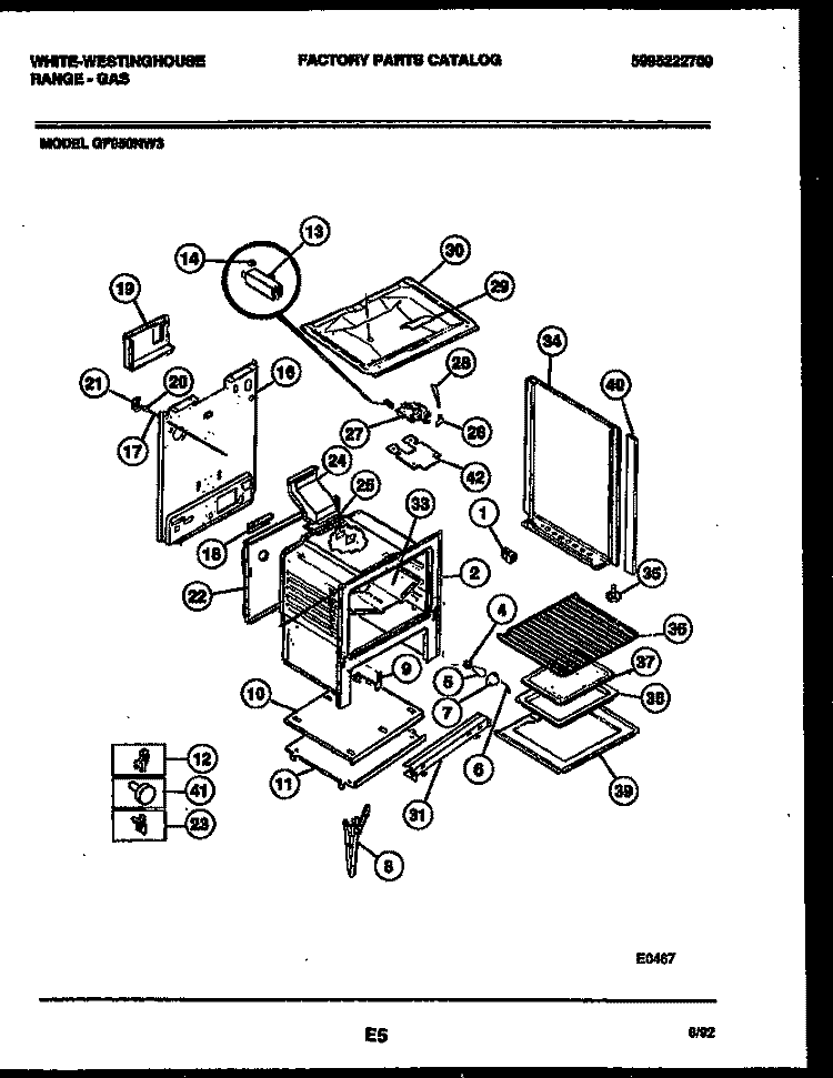 BODY PARTS Diagram and Parts List for GF950ND3  Frigidaire Range