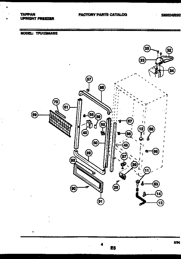 CABINET PARTS Diagram and Parts List for TFU12M4AW2  Tappan Freezer