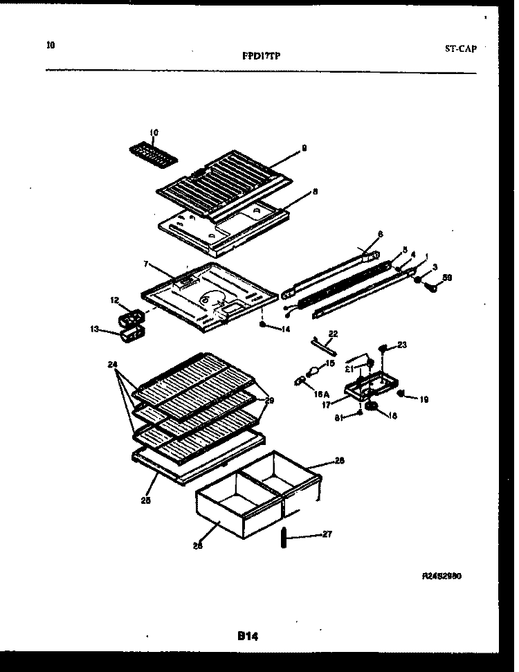 SHELVES AND SUPPORTS Diagram and Parts List for FPD17TLPW2  Frigidaire Refrigerator