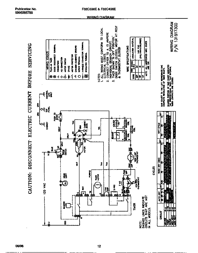 WIRING DIAGRAM Diagram and Parts List for F32C336ES0  Frigidaire Dryer