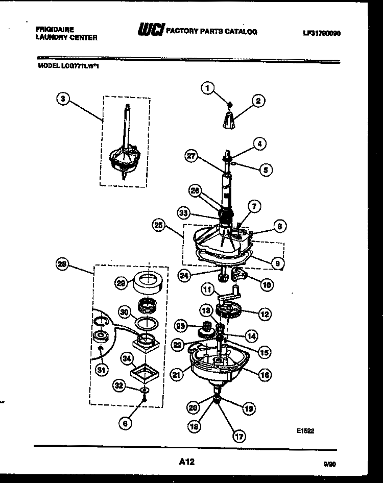 TRANSMISSION PARTS Diagram and Parts List for LCG771LL1  Frigidaire Washer Dryer Combo