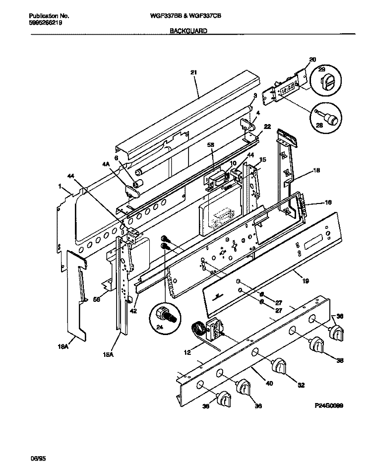 BACKGUARD Diagram and Parts List for WGF337CBSA  Frigidaire Range