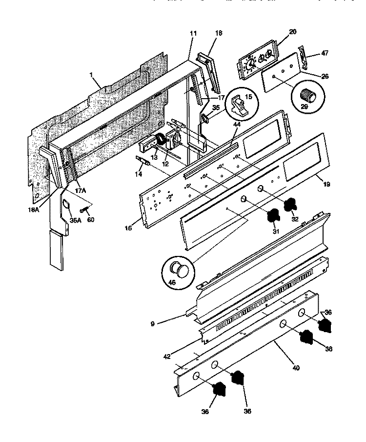 BACKGUARD Diagram and Parts List for 30-3852-00-05  Tappan Range