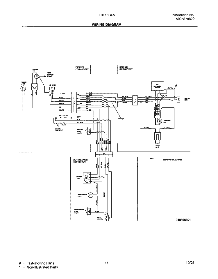 WIRING DIAGRAM Diagram and Parts List for FRT18B4AZ6  Frigidaire Refrigerator