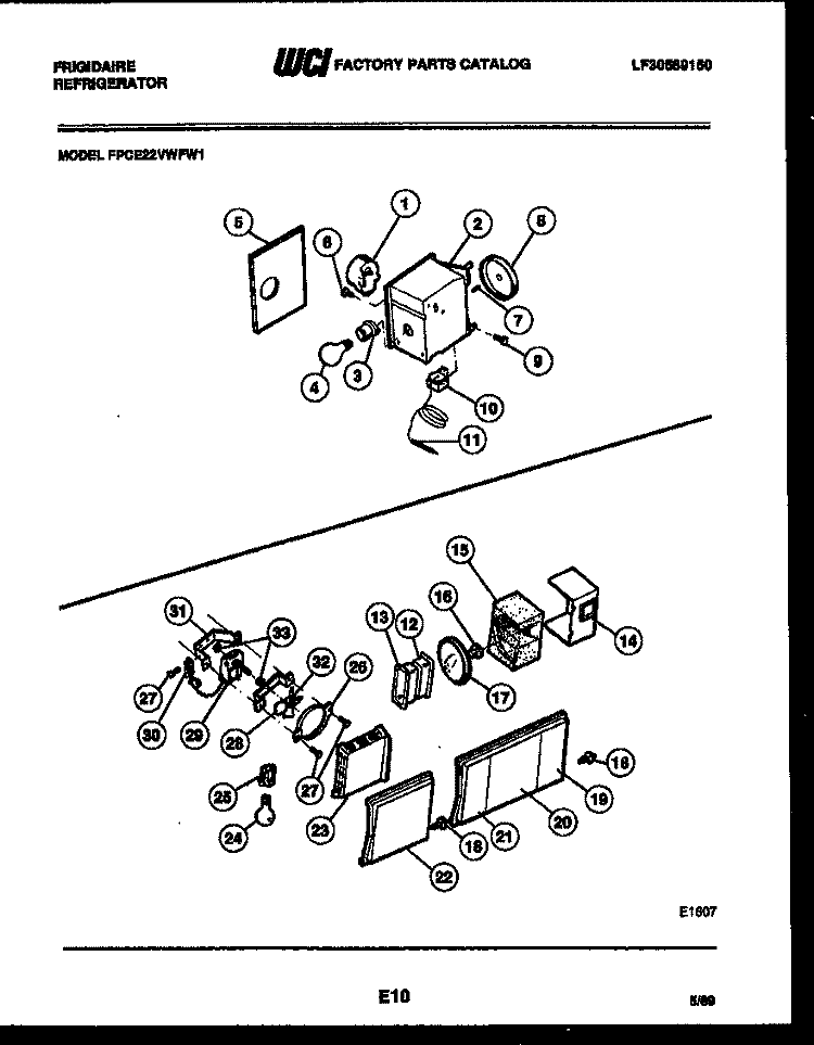 REFRIGERATOR CONTROL ASSEMBLY, DAMP Diagram and Parts List for FPCE22VWFA1  Frigidaire Refrigerator