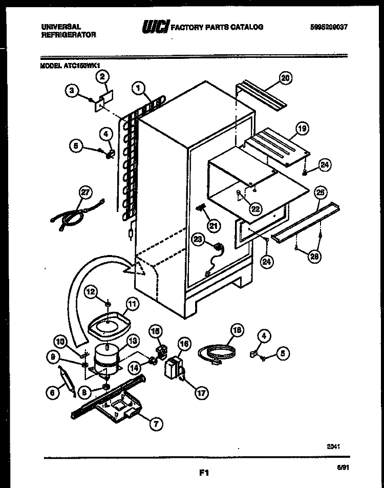 SYSTEM AND AUTOMATIC DEFROST PARTS Diagram and Parts List for ATC150HK1  Frigidaire Refrigerator