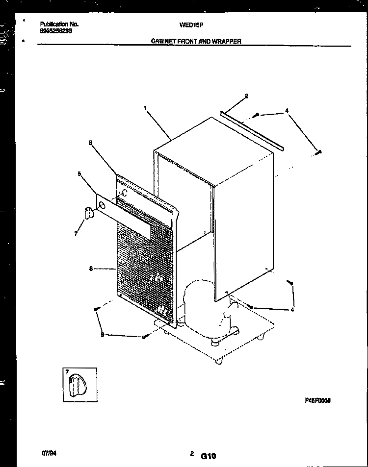 CABINET FRONT AND WRAPPER Diagram and Parts List for WED15P3  Frigidaire Dehumidifier