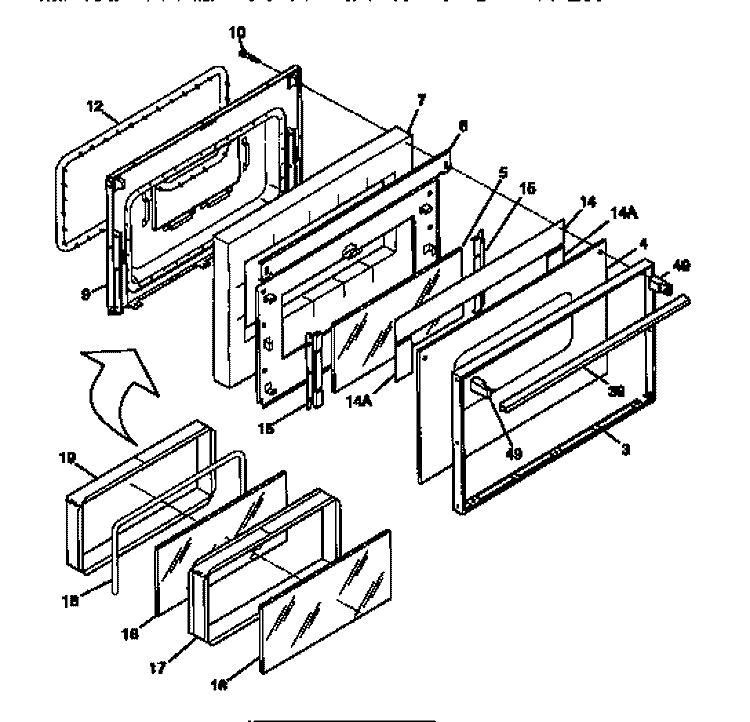 DOOR Diagram and Parts List for TGF353BCWA  Tappan Range
